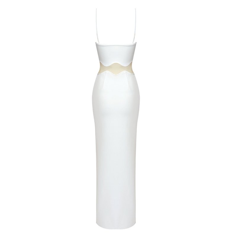 Cutout Strapless White Maxi Dress H5984