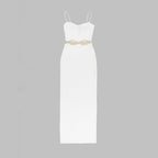 Cutout Strapless White Maxi Dress H5984