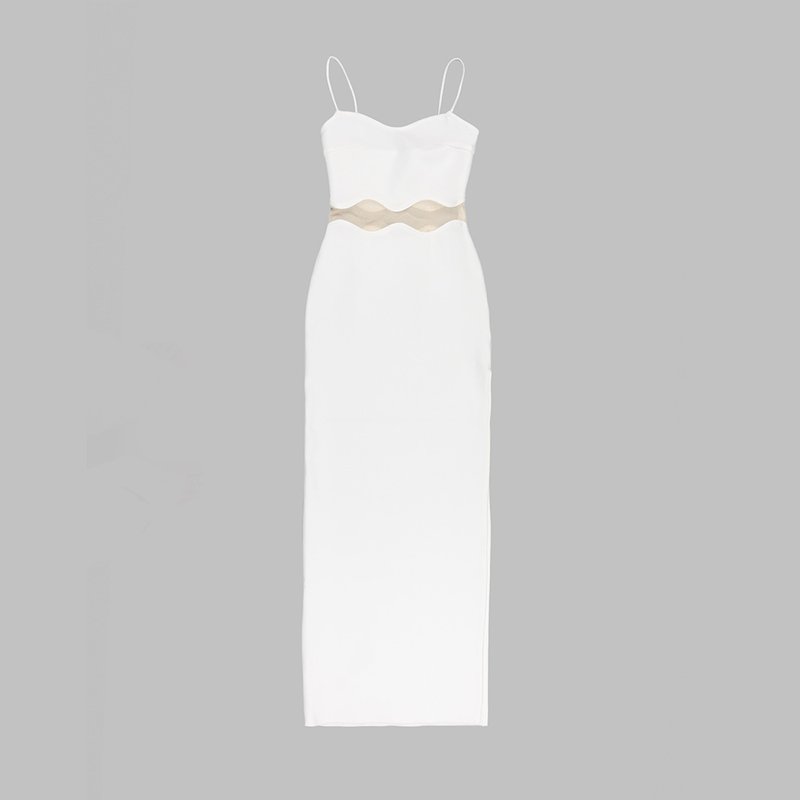 Cutout Strapless White Maxi Dress H5984