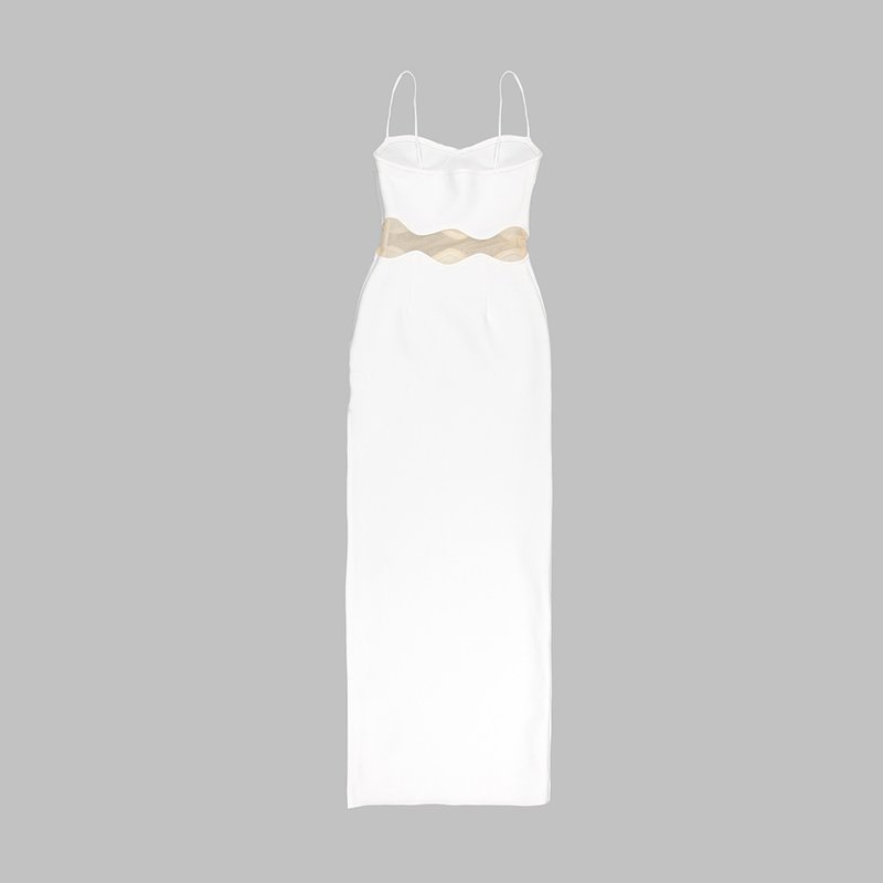 Cutout Strapless White Maxi Dress H5984