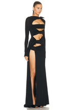 Cutout Tie Front Maxi Dress H6198