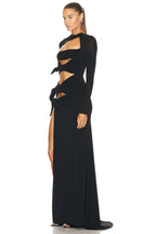 Cutout Tie Front Maxi Dress H6198