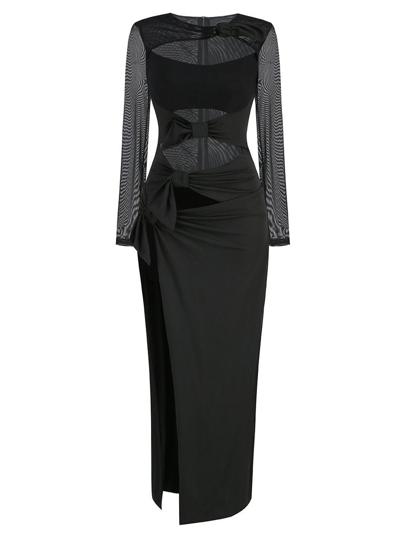 Cutout Tie Front Maxi Dress H6198
