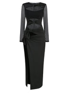 Cutout Tie Front Maxi Dress H6198