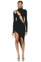 Cutout Turtleneck Asymmetrical Dress H6042