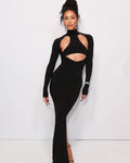 Cutout Turtleneck Bodycon Maxi Dress H6006
