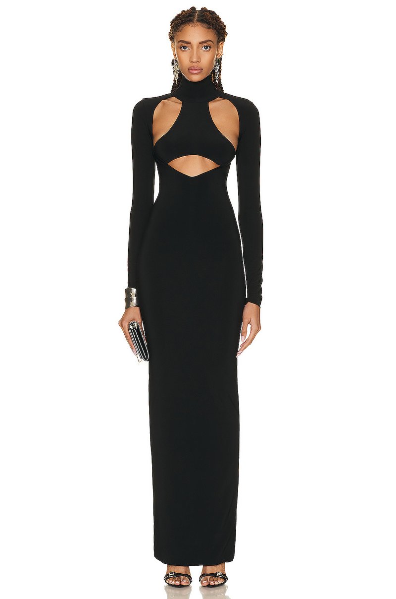 Cutout Turtleneck Bodycon Maxi Dress H6006