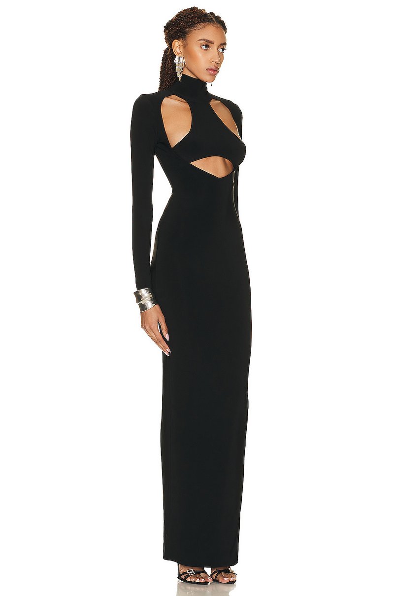 Cutout Turtleneck Bodycon Maxi Dress H6006