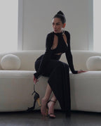 Cutout Turtleneck Bodycon Maxi Dress H6006