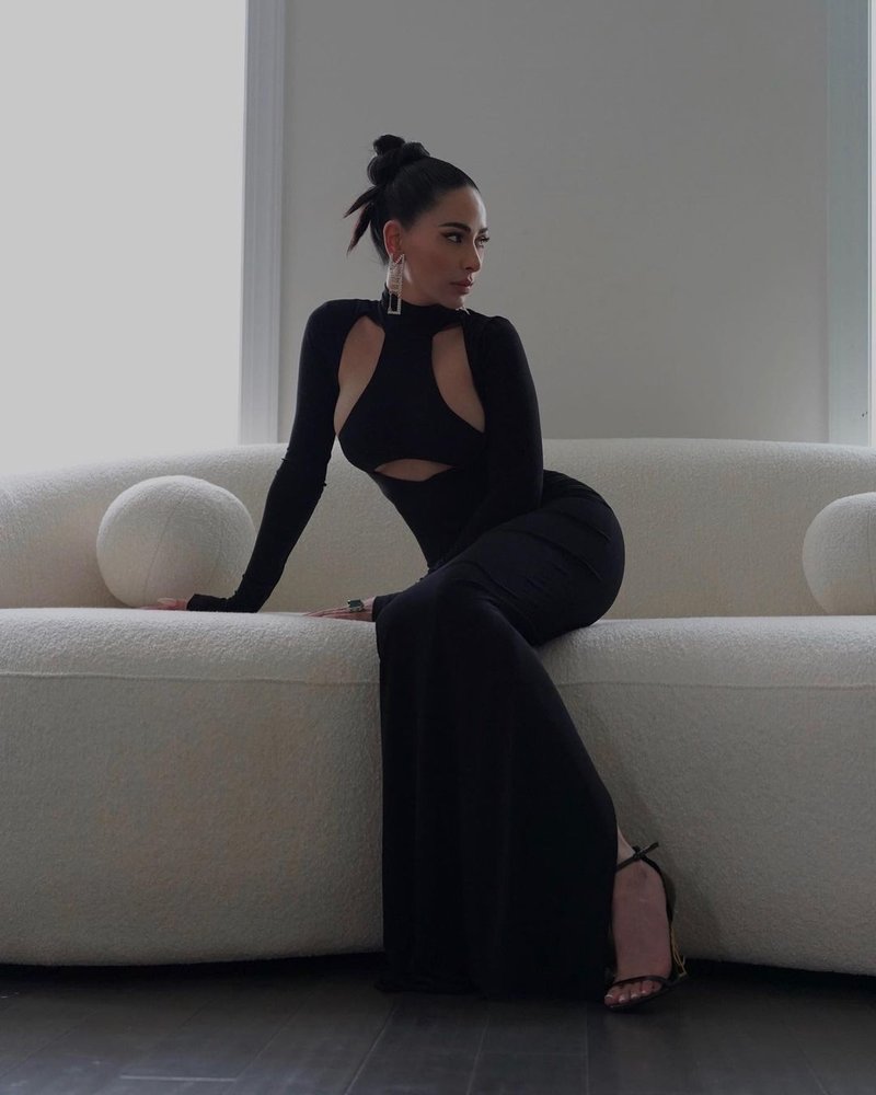Cutout Turtleneck Bodycon Maxi Dress H6006