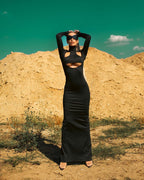Cutout Turtleneck Bodycon Maxi Dress H6006
