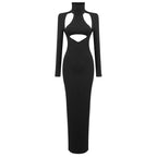Cutout Turtleneck Bodycon Maxi Dress H6006