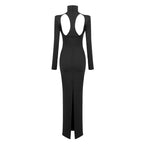 Cutout Turtleneck Bodycon Maxi Dress H6006