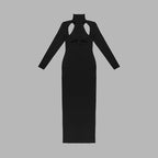 Cutout Turtleneck Bodycon Maxi Dress H6006