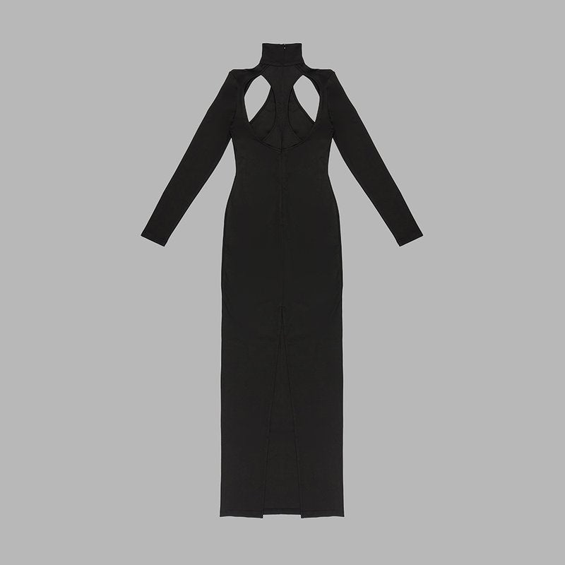 Cutout Turtleneck Bodycon Maxi Dress H6006