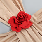 Deep V Cutout Ruched Maxi Dress H6221