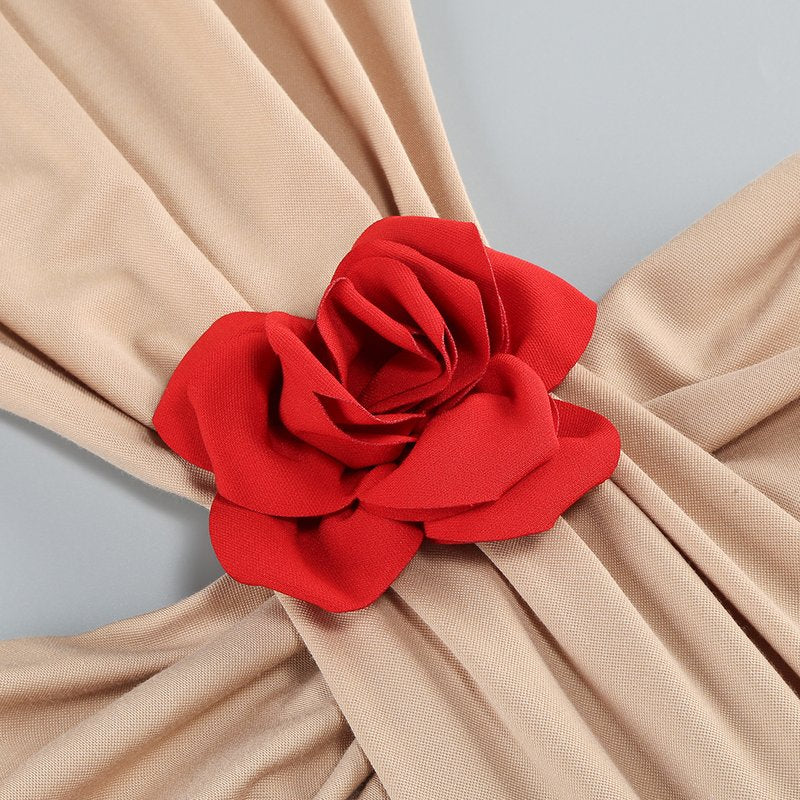 Deep V Cutout Ruched Maxi Dress H6221