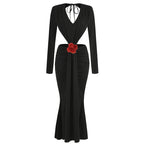 Deep V Cutout Ruched Maxi Dress H6221