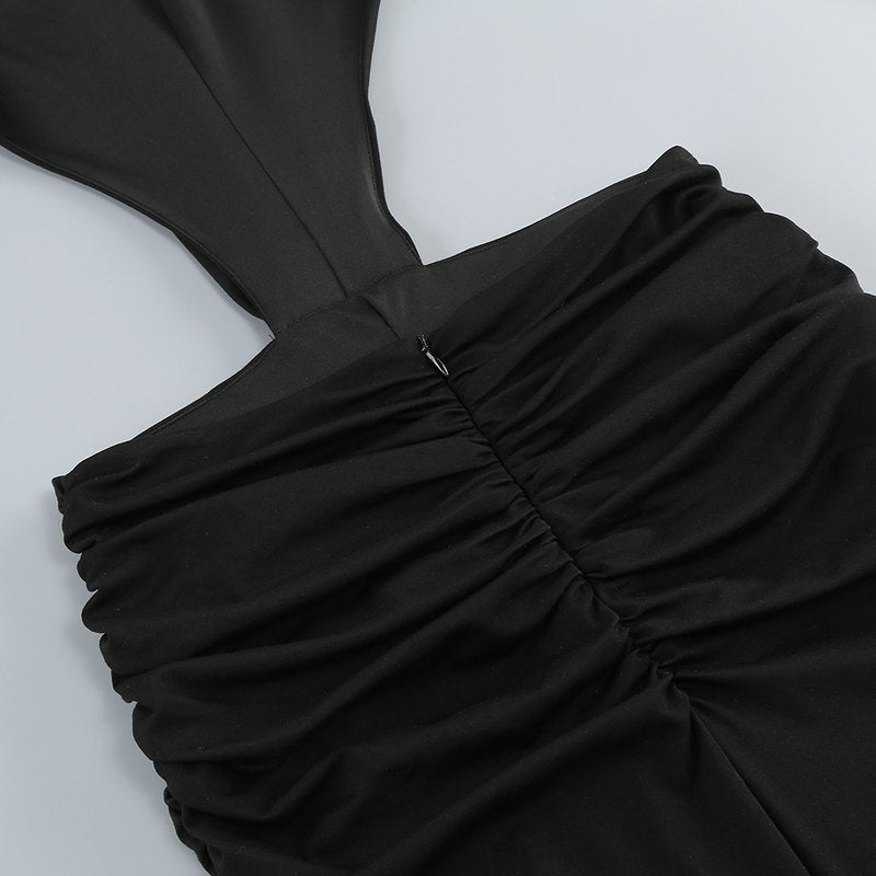 Deep V Cutout Ruched Maxi Dress H6221