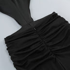 Deep V Cutout Ruched Maxi Dress H6221
