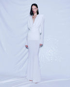 Deep V-Neck Draped Maxi Dress H6657