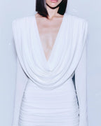 Deep V-Neck Draped Maxi Dress H6657