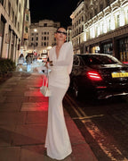 Deep V-Neck Draped Maxi Dress H6657