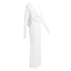 Deep V-Neck Draped Maxi Dress H6657