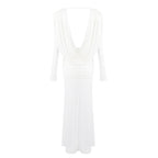 Deep V-Neck Draped Maxi Dress H6657