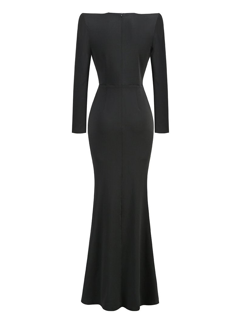 Deep V Neck Embellished Mermaid Dress H6218
