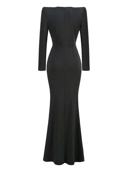 Deep V Neck Embellished Mermaid Dress H6218