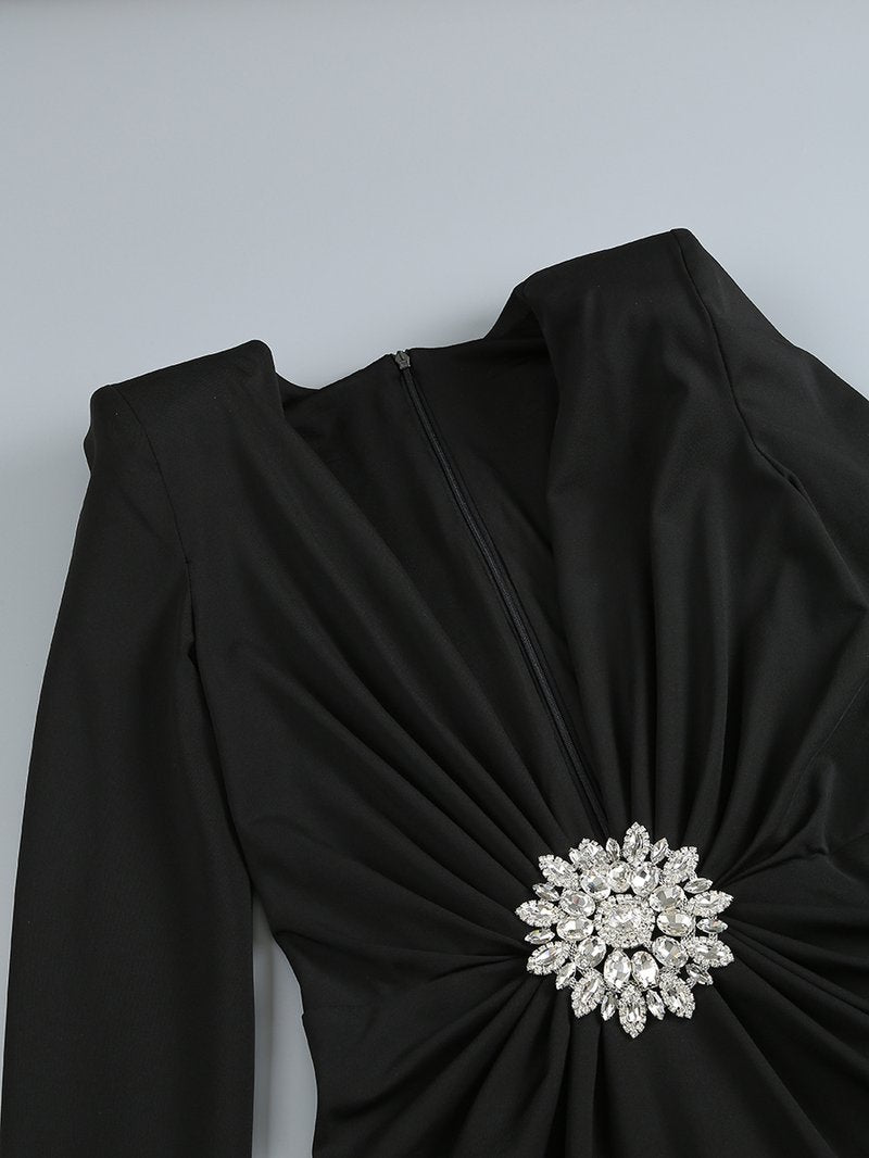 Deep V Neck Embellished Mermaid Dress H6218