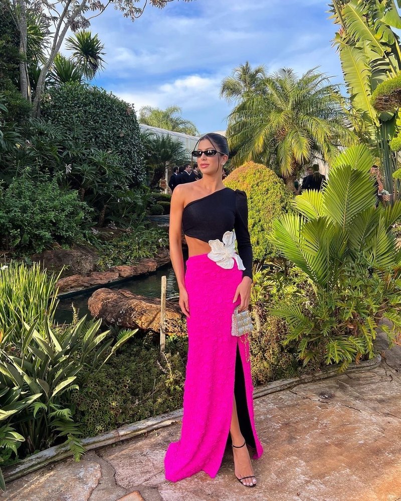 Deep V Neck Long Sleeve Crop Top with High Slit Maxi Skirt Set H6076