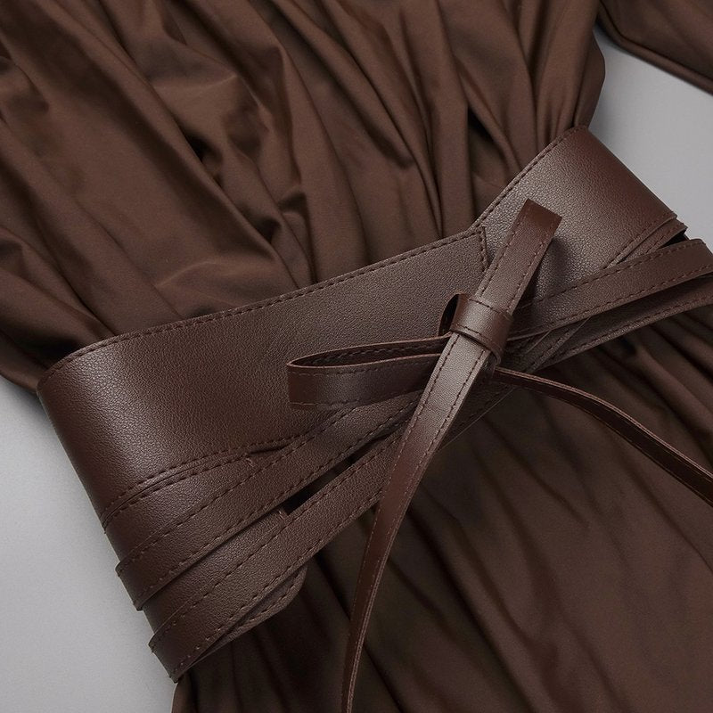 Deep V-Neck Pleated Maxi Dress H6180