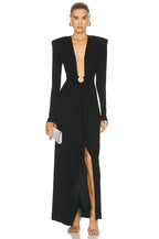 Deep V-Neck Red Plunge Gown H6007