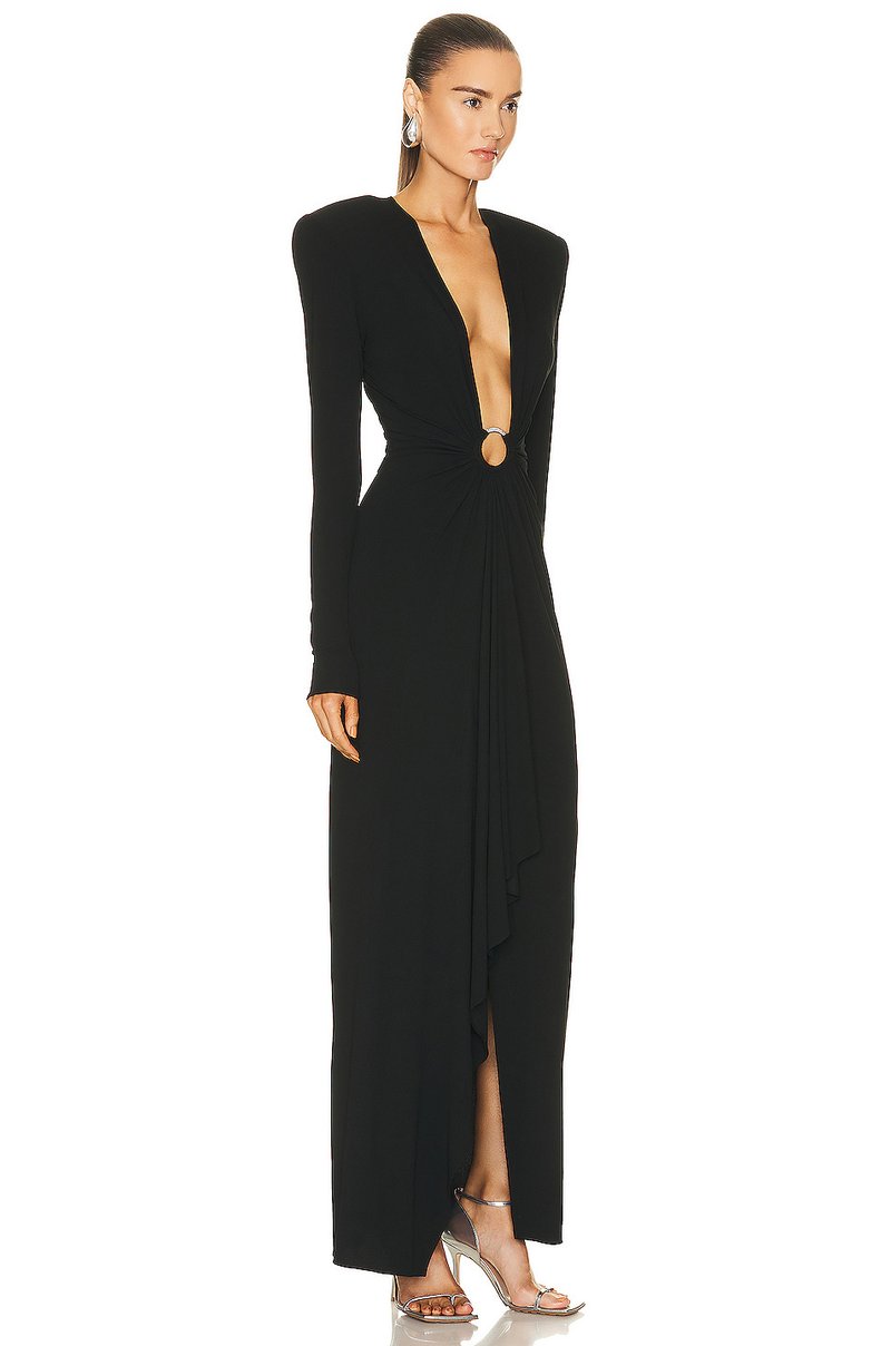 Deep V-Neck Red Plunge Gown H6007