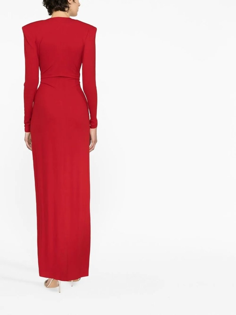 Deep V-Neck Red Plunge Gown H6007