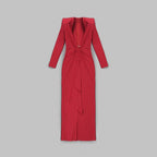 Deep V-Neck Red Plunge Gown H6007