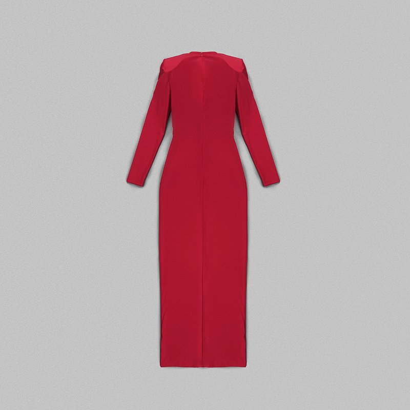Deep V-Neck Red Plunge Gown H6007