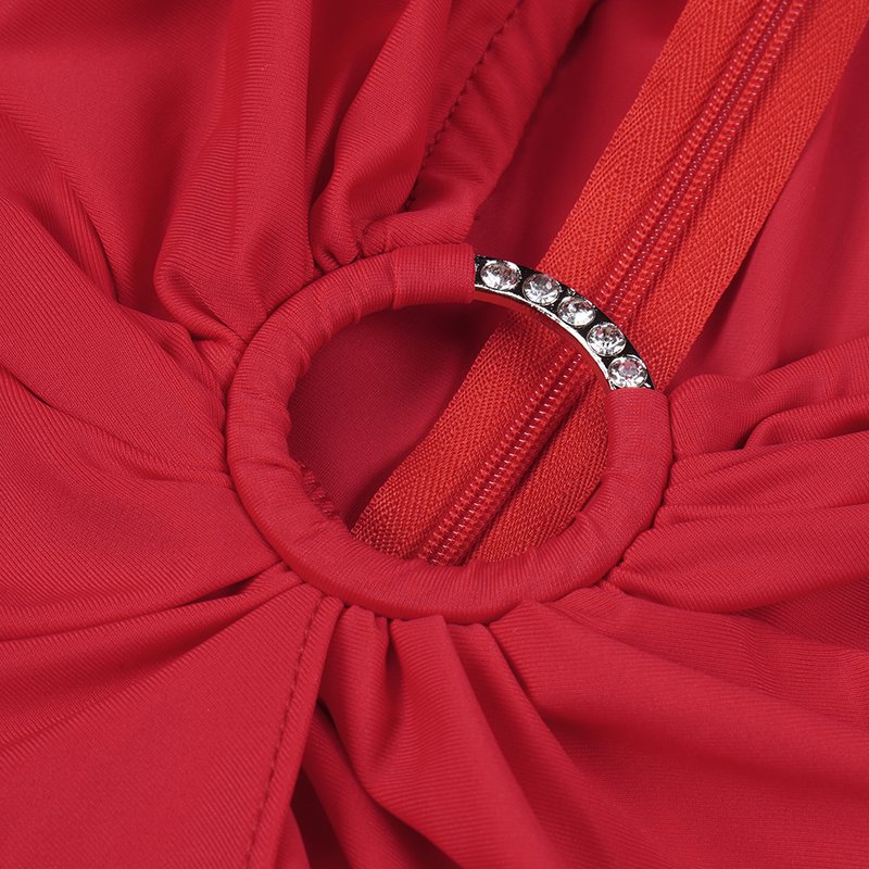 Deep V-Neck Red Plunge Gown H6007