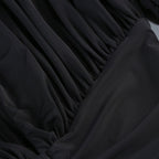 Deep V Ruched Long Sleeve Gown H6174