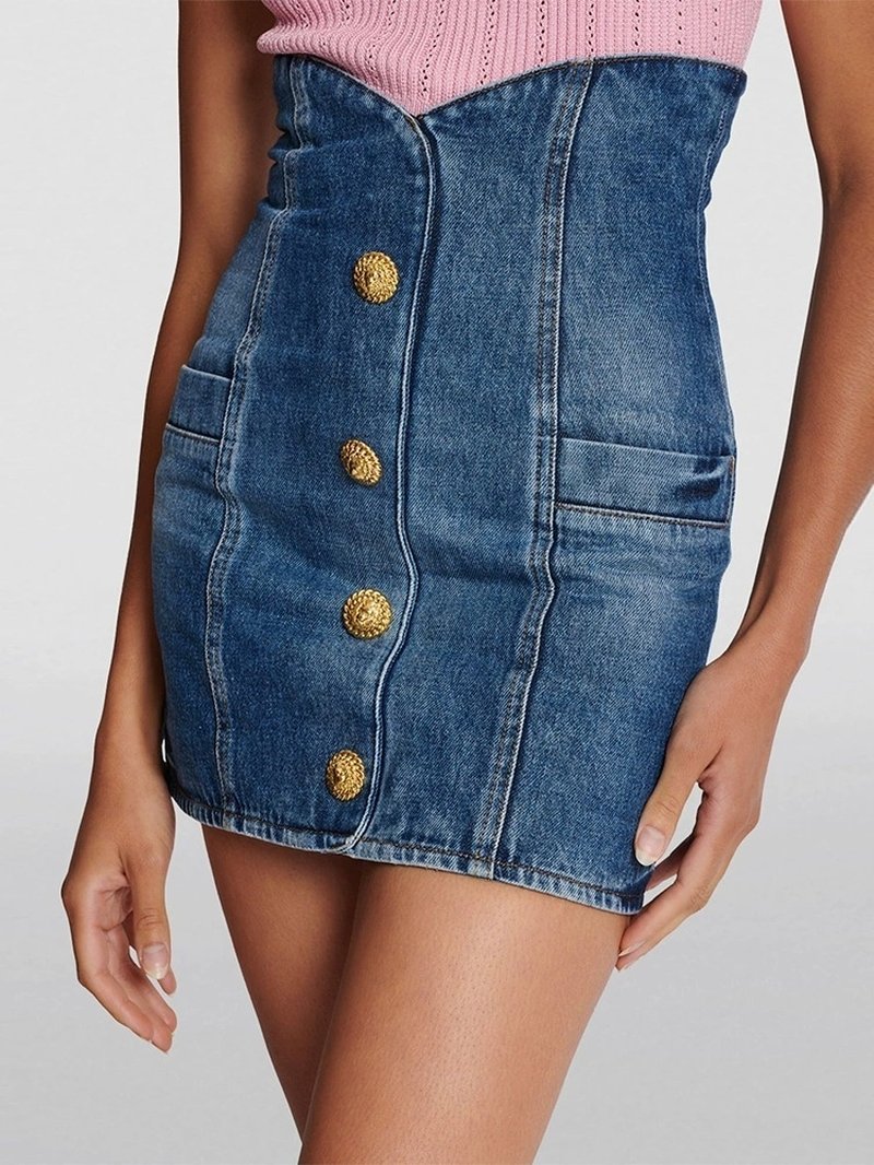 Denim Double-Breasted Blazer Dress H6364
