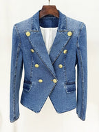 Denim Double-Breasted Blazer Dress H6364
