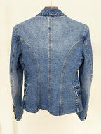 Denim Double-Breasted Blazer Dress H6364