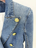 Denim Double-Breasted Blazer Dress H6364
