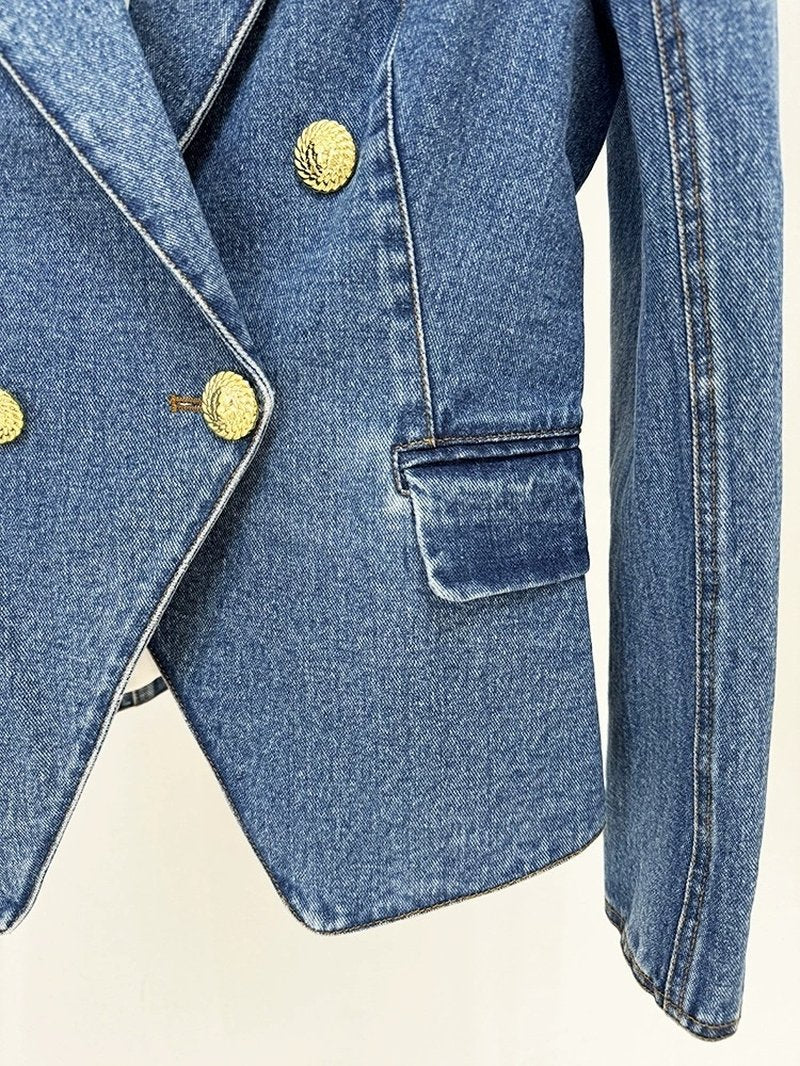 Denim Double-Breasted Blazer Dress H6364