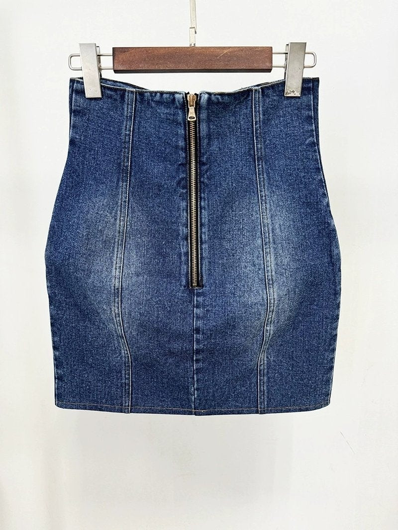 Denim Double-Breasted Blazer Dress H6364