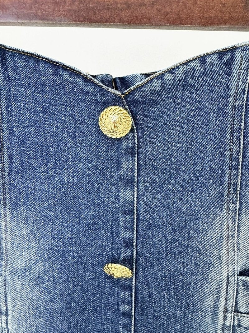 Denim Double-Breasted Blazer Dress H6364