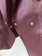Double Breasted Burgundy Leather Blazer H7082