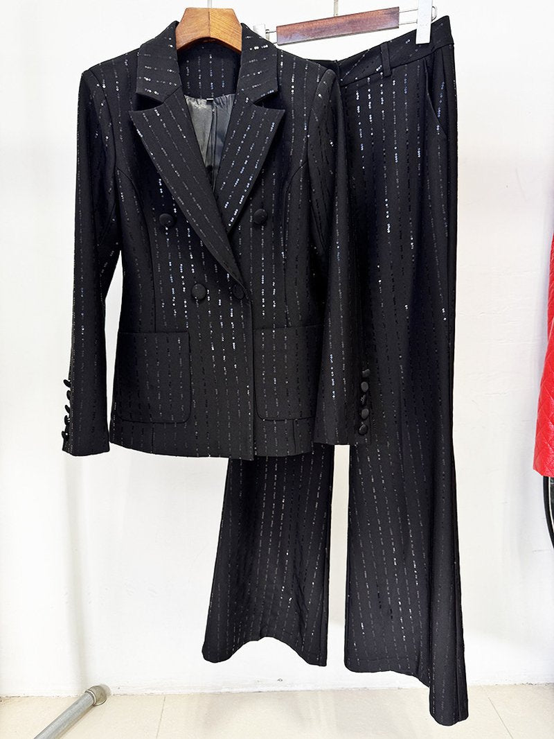 Double-Breasted Embellished Tuxedo Suit H7039